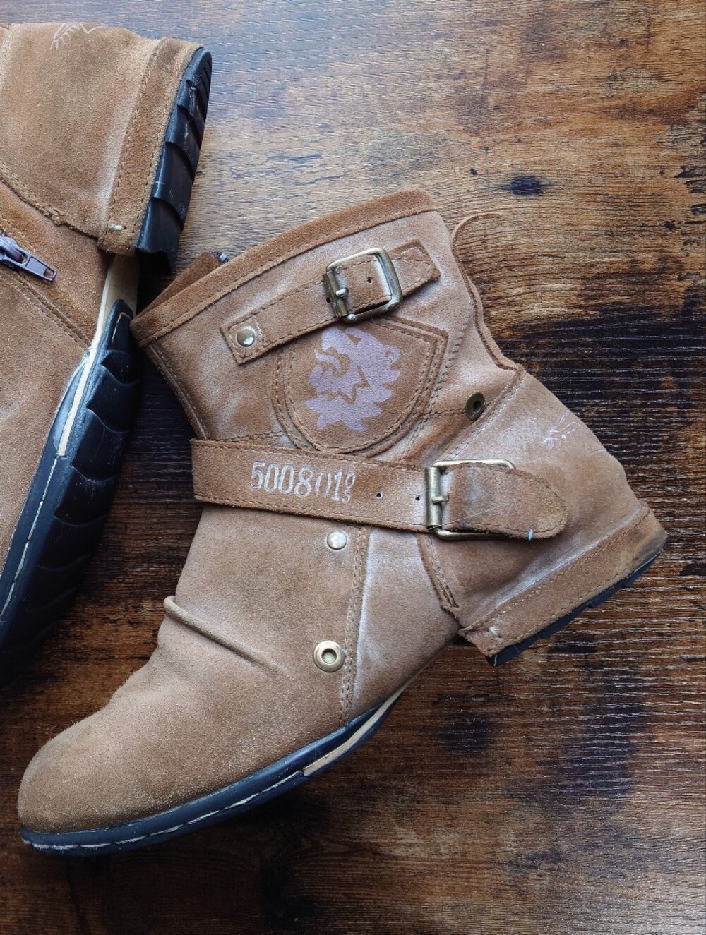 Otto Zone 5008-1 Brown Suede Leather Moto Boots Men’s 9.5